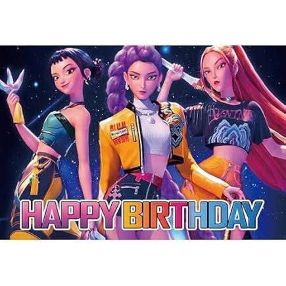 Kpop demon hunters Happy Birthday Party Banner